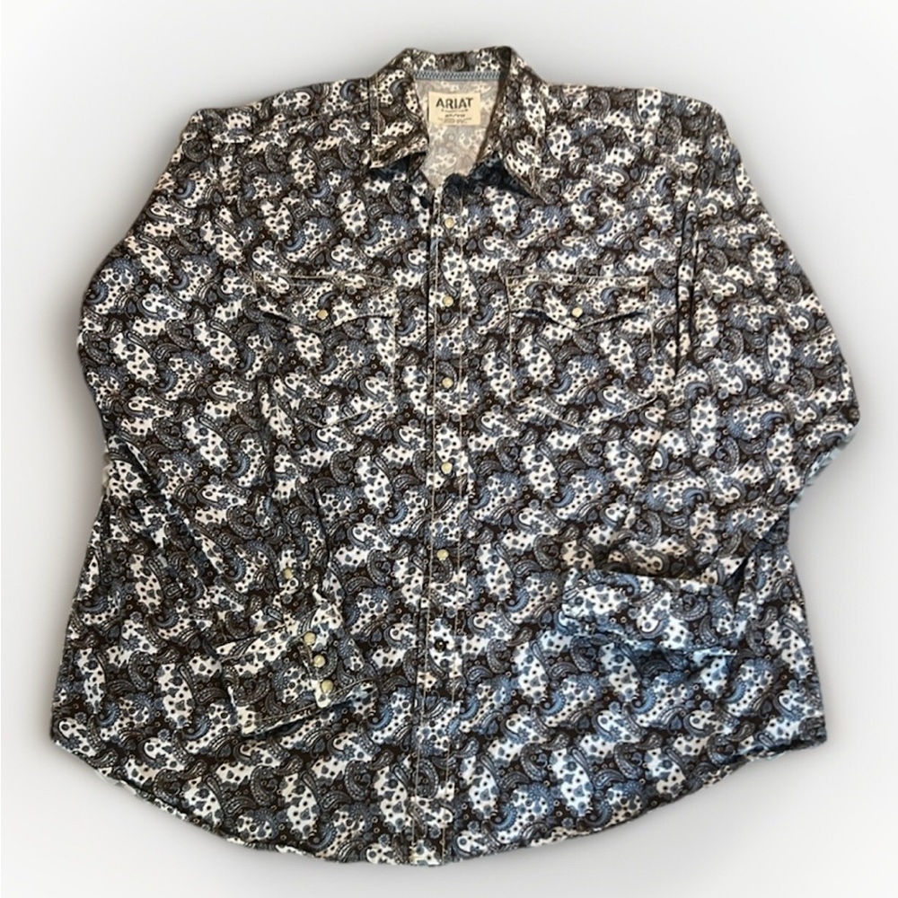 Ariat Paisley Western Pearl Snap Long Sleeve Shirt sz XL EUC